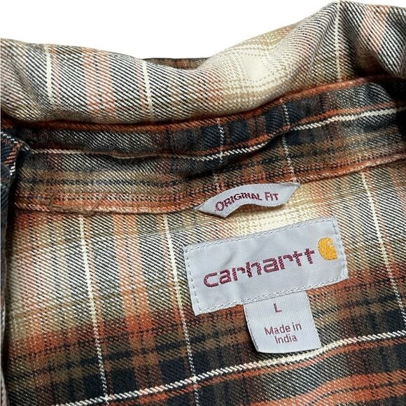 CARHARTT Custom Long Sleeve Plaid Flannel Button Down Size Large - Picture 8 of 8